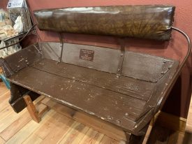 Jockey Bench from Langacres Racetrack in Tacoma, WA, now at its home in the Northwest Carriage Museum in Raymond, WA.